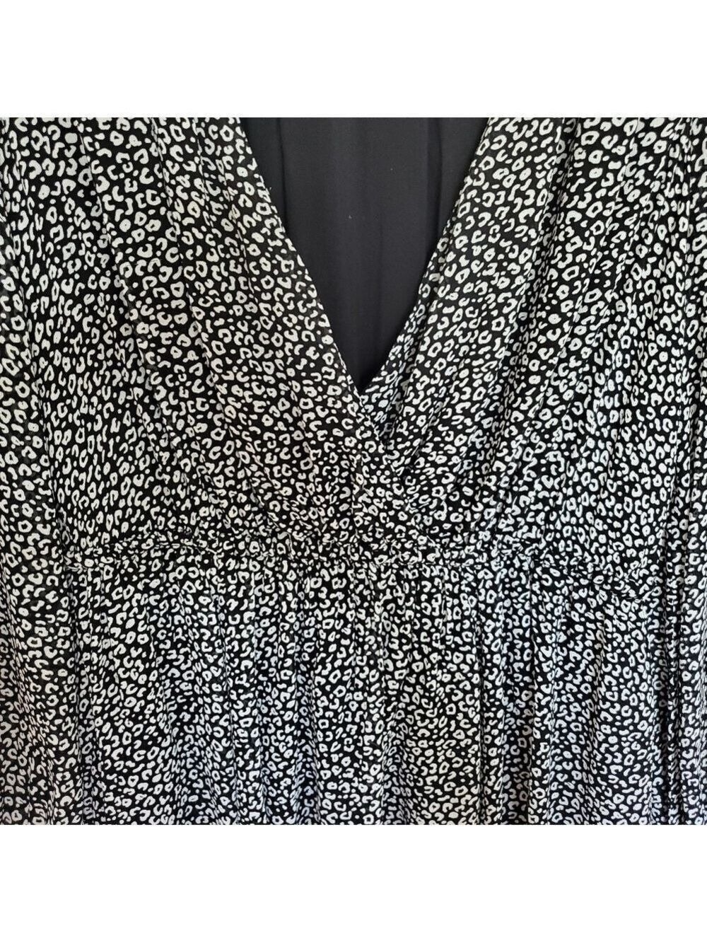 ANTHROPOLOGIE MAEVE 'CAROLYN' DRESS MINI LEOPARD PRINT BLK WHT WOMENS (XS) - Picture 7 of 15